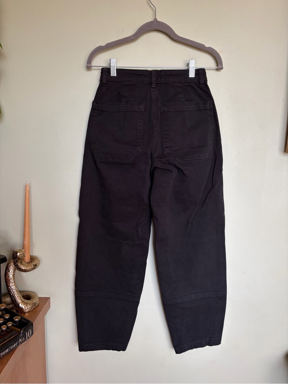 Everlane Women’s’ Barrel Leg Cargo Utility Black Denim Jeans Size 00 Minimalist - Picture 7 of 16
